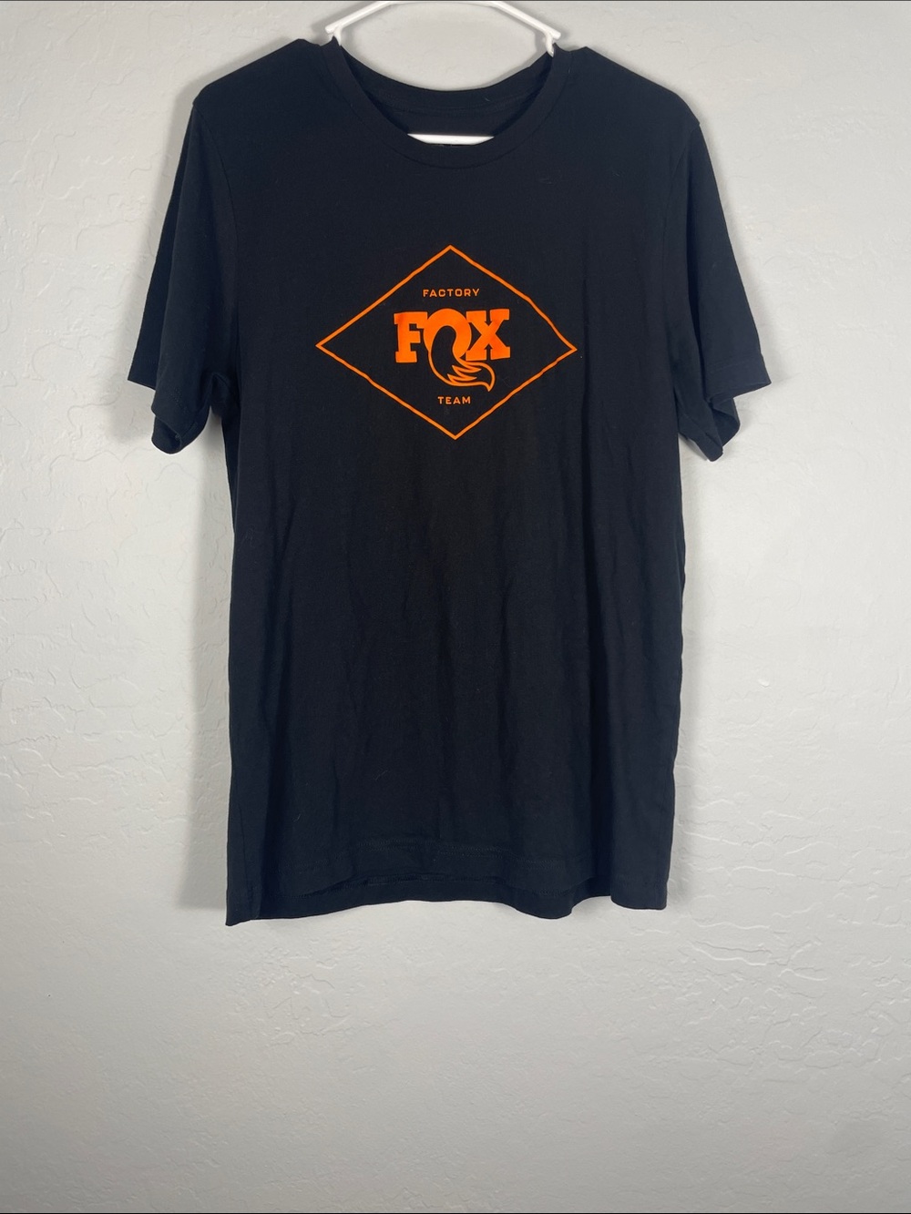 Fox Black with Orange Screen Printed Graphic Logo Crew Neck T Shirt Size Large
